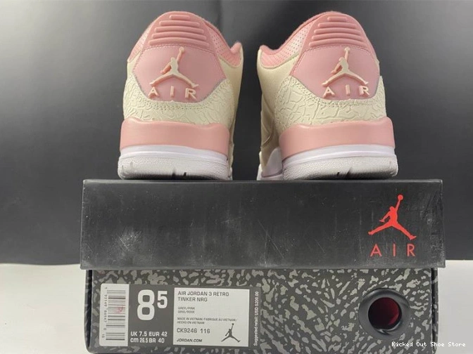 Kicked Out Shoe Store 3 Jordan Rust CK9246-116 Retro Air Pink Sail (W) 0728
